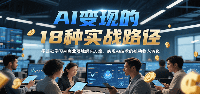 AI变现的18种实战路径，零基础学习AI商业落地解决方案，实现AI技术的被动收入转化 - 宏盛创业网-宏盛创业网