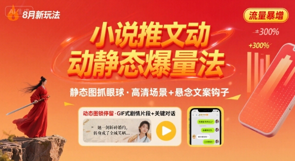 8月小说推文全新玩法，动静态图片+搭配小说文案爆量玩法 - 宏盛创业网-宏盛创业网