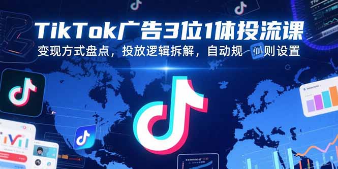 TikTok广告3位1体投流课，变现方式盘点，投放逻辑拆解，自动规则设置 - 宏盛创业网-宏盛创业网