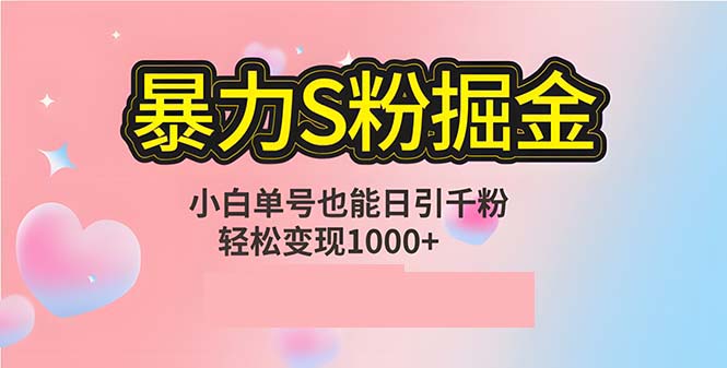 单人单机日引千粉，变现1000+，S粉流量掘金计划攻略 - 宏盛创业网-宏盛创业网