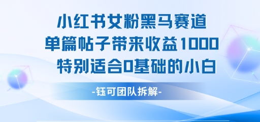小红书女粉黑马赛道单篇帖子带来收益1k+，特别适合0基础的小白 - 宏盛创业网-宏盛创业网