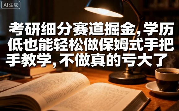 考研细分赛道掘金，日入1k+，学历低也能轻松做保姆式手把手教学，不做真的亏大了【揭秘】 - 宏盛创业网-宏盛创业网