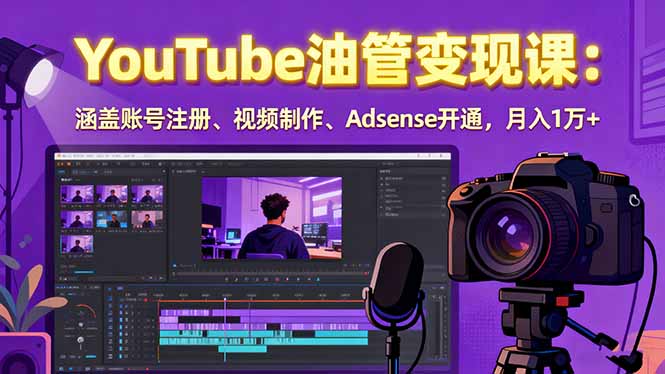 2025YouTube油管变现课：涵盖账号注册、视频制作、Adsense开通，月入1万+ - 宏盛创业网-宏盛创业网