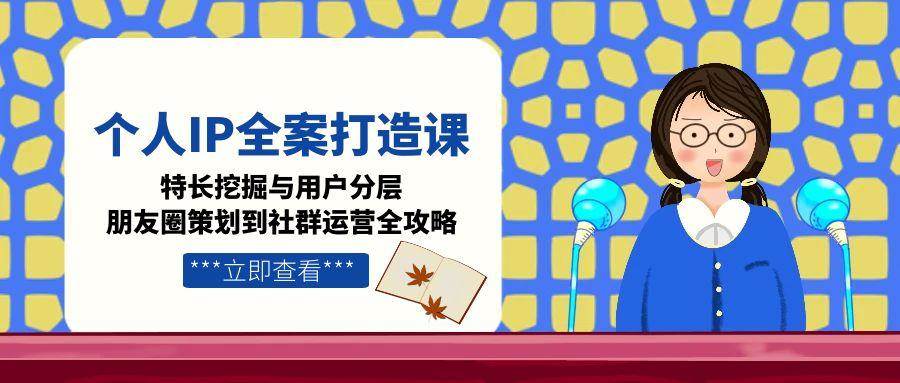 个人IP全案打造课，特长挖掘与用户分层，朋友圈策划到社群运营全攻略 - 宏盛创业网-宏盛创业网