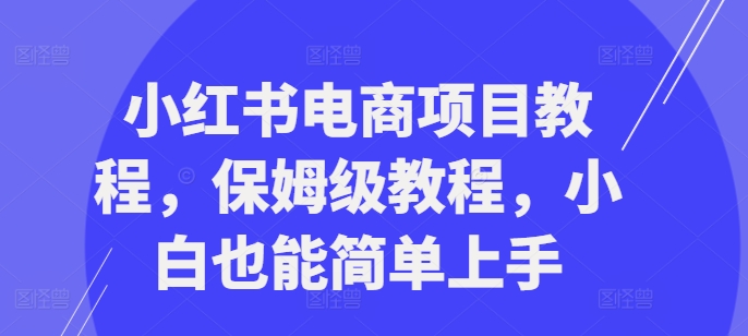 小红书电商项目教程，保姆级教程，小白也能简单上手 - 宏盛创业网-宏盛创业网