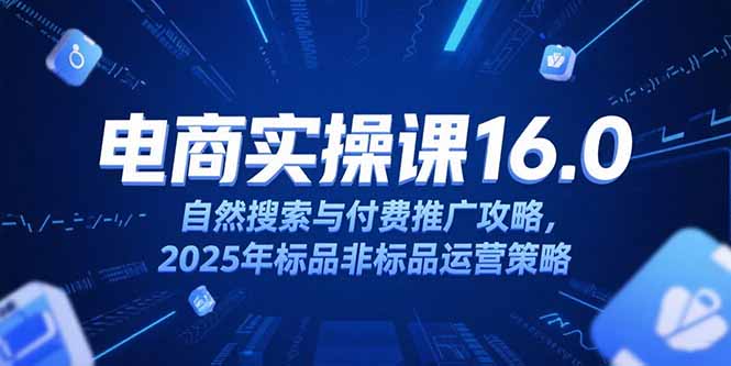 淘宝电商运营课16.0，自然搜索与付费推广攻略，2025年标品非标品运营策略 - 宏盛创业网-宏盛创业网