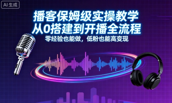 播客保姆级实操教学，从0搭建到开播全流程，零经验也能做，低粉也能高变现 - 宏盛创业网-宏盛创业网