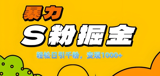单人单机日引千粉，变现1k+，S粉流量掘金计划攻略【揭秘】 - 宏盛创业网-宏盛创业网