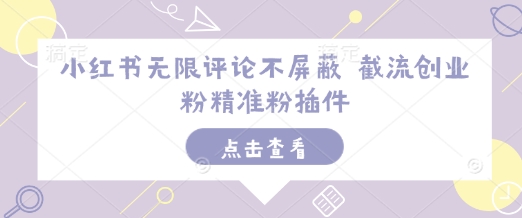 小红书无限评论不屏蔽 截流创业粉精准粉插件 - 宏盛创业网-宏盛创业网