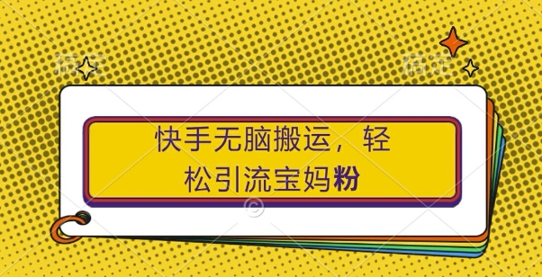 快手无脑搬运，轻松引流宝妈粉，纯小白轻松上手【揭秘】 - 宏盛创业网-宏盛创业网