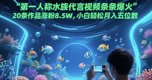 第一人称水族代言视频条条爆火，20条作品涨粉8.5W，小白轻松月入五位数 - 宏盛创业网-宏盛创业网