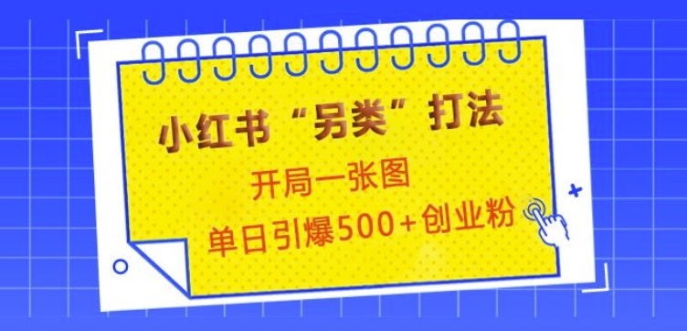 小红书“另类”打法，开局一张图，单日引爆500+精准创业粉【揭秘】 - 宏盛创业网-宏盛创业网