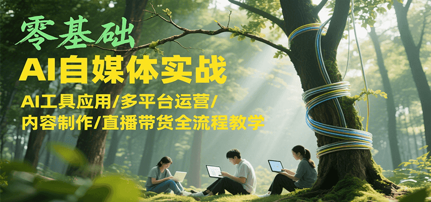 零基础AI自媒体实战，AI工具应用/多平台运营/内容制作/直播带货全流程教学 - 宏盛创业网-宏盛创业网