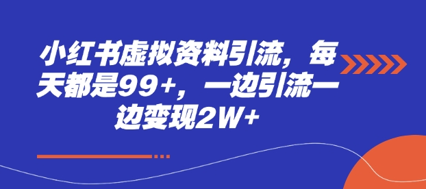 小红书虚拟资料引流，每天都是99+，一边引流一边变现2W+ - 宏盛创业网-宏盛创业网