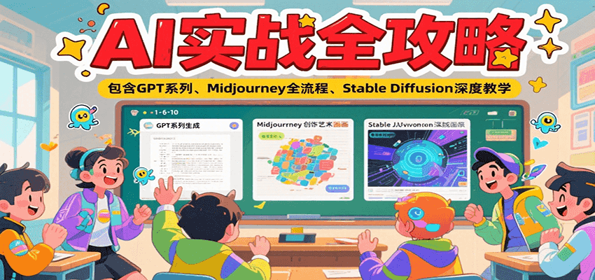 AI实战全攻略，包含GPT系列、Midjourney全流程、Stable Diffusion深度教学 - 宏盛创业网-宏盛创业网