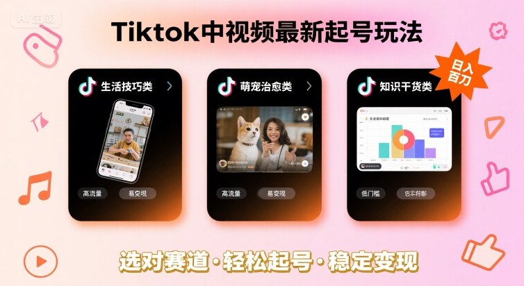 Tiktok中视频最新起号玩法，想要日入百刀，做好这几个赛道就可以了 - 宏盛创业网-宏盛创业网