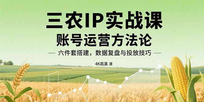 三农IP实战课：账号运营方法论，六件套搭建，数据复盘与投放技巧 - 宏盛创业网-宏盛创业网