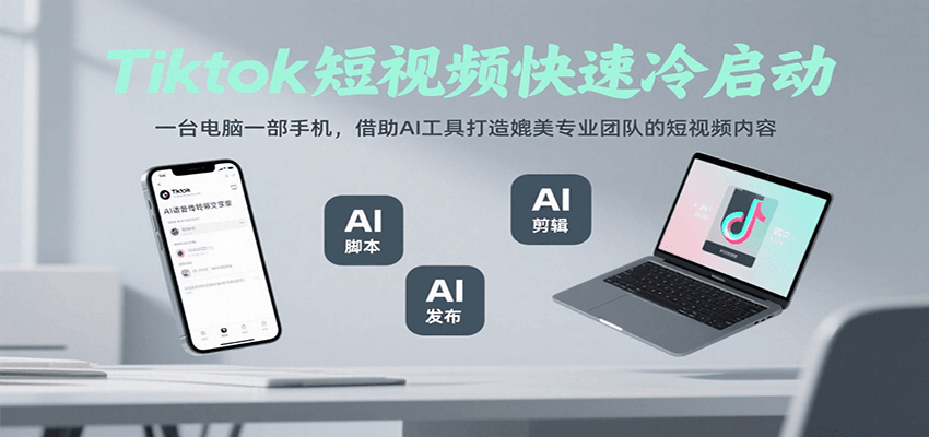 Tiktok短视频快速冷启动，一台电脑一部手机，借助AI工具打造媲美专业团队的短视频内容 - 宏盛创业网-宏盛创业网