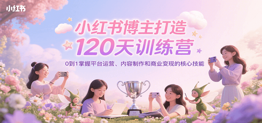 小红书博主打造120天训练营，0到1掌握平台运营、内容制作和商业变现 - 宏盛创业网-宏盛创业网