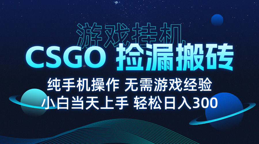 8月最新游戏搬砖，CSGO纯挂机，不需要玩游戏，实现真挂机，月入1W+ - 宏盛创业网-宏盛创业网