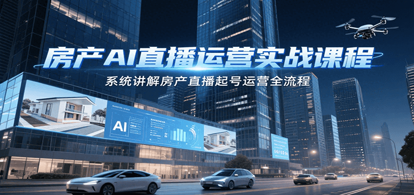 房产AI直播运营实战课程，系统讲解房产直播起号运营全流程 - 宏盛创业网-宏盛创业网