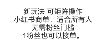 可矩阵操作，小红书商单新玩法，适合所有人，无需粉丝门槛，1粉丝也可以接单 - 宏盛创业网-宏盛创业网