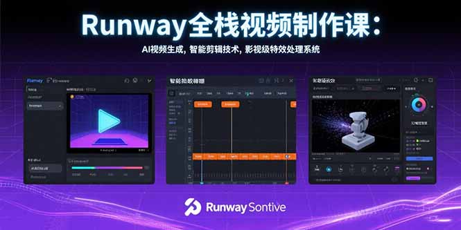 Runway全栈视频制作课：AI视频生成，智能剪辑技术，影视级特效处理系统 - 宏盛创业网-宏盛创业网