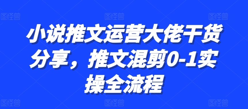 小说推文运营大佬干货分享，推文混剪0-1实操全流程 - 宏盛创业网-宏盛创业网