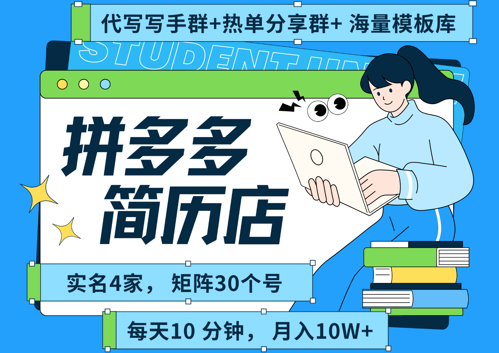 拼多多电商 拼多多 虚拟资料 简历 海报代写 全SOP流程 毫无保留分享(含后端资料) - 宏盛创业网-宏盛创业网