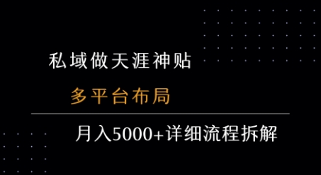 私域做天涯神贴 多平台布局 月入5k+详细流程拆解 - 宏盛创业网-宏盛创业网
