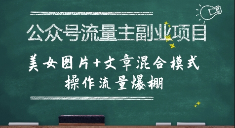 公众号流量主副业项目，美女图片+文章混合模式操作流量爆棚 - 宏盛创业网-宏盛创业网