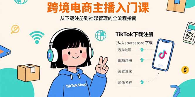 跨境电商主播入门课，TikTok下载注册，支付工具配置，社媒账号管理全流程 - 宏盛创业网-宏盛创业网