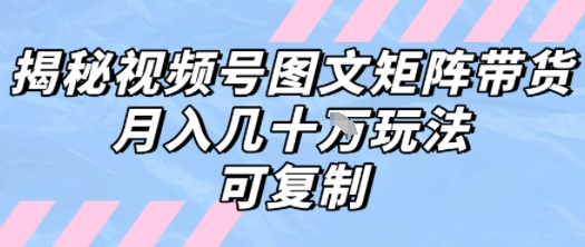 解密视频号图文矩阵带货，月入几个W的打法，可复制 - 宏盛创业网-宏盛创业网