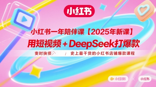 小红书一年陪伴课【2025年新课】，用短视频+deepSeek打爆款，史上最干货的小红书店铺爆款课程 - 宏盛创业网-宏盛创业网