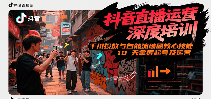 抖音直播运营深度培训，千川投放与自然流核心技能，10天掌握起号及运营(6-7月新课) - 宏盛创业网-宏盛创业网
