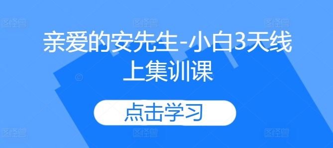亲爱的安先生-小白3天线上集训课 - 宏盛创业网-宏盛创业网