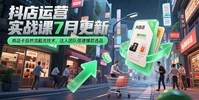 抖店运营实战课7月更新，商品卡自然流截流技术，达人团队搭建爆款选品 - 宏盛创业网-宏盛创业网