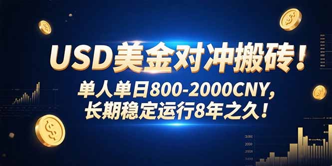 USD美金对冲搬砖!单人单日800-2000CNY，长期稳定运行8年之久! - 宏盛创业网-宏盛创业网