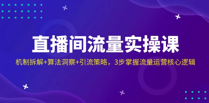 直播间流量实操课：机制拆解+算法洞察+引流策略，3步掌握流量运营核心逻辑 - 宏盛创业网-宏盛创业网