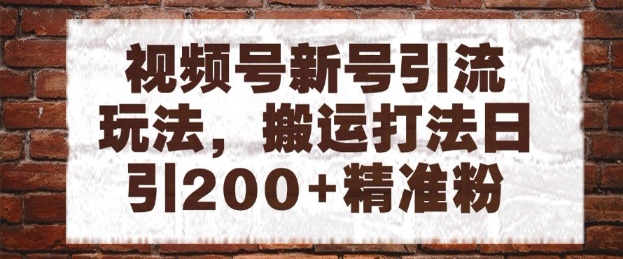 视频号新号引流玩法，搬运打法日引200+精准粉，可矩阵放大【揭秘】 - 宏盛创业网-宏盛创业网