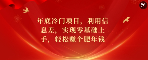 年底冷门项目，利用信息差，实现零基础上手，轻松赚个肥年钱【揭秘】 - 宏盛创业网-宏盛创业网
