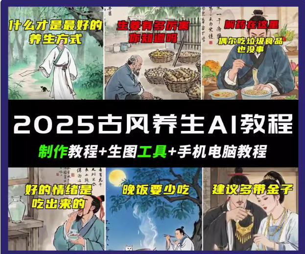 抖音AI古风养生视频教程日入五张 轻松涨粉 10W+ - 宏盛创业网-宏盛创业网