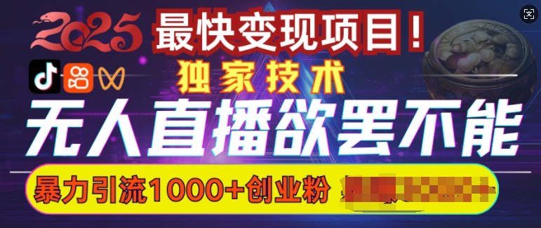 欲罢不能的无人直播引流，超暴力日引流1000+高质量精准创业粉 - 宏盛创业网-宏盛创业网