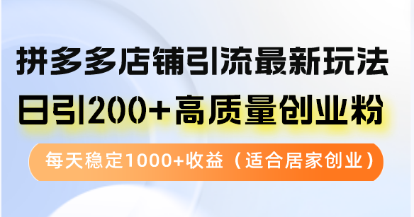 拼多多店铺引流最新玩法，日引200+高质量创业粉，每天稳定1000+收益(... - 宏盛创业网-宏盛创业网