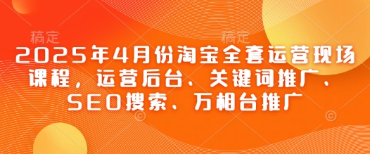 2025年4月份淘宝全套运营现场课程，运营后台、关键词推广、SEO搜索、万相台推广 - 宏盛创业网-宏盛创业网