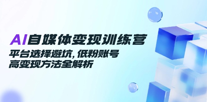 AI自媒体变现训练营，平台选择避坑，低粉账号高变现方法全解析 - 宏盛创业网-宏盛创业网