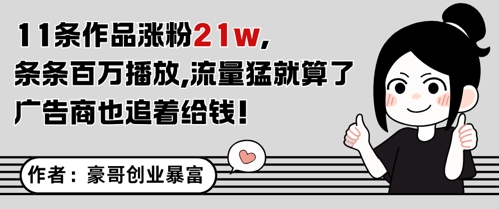 11条作品涨粉21W，条条百W播放，流量猛就算了，广告商也追着给钱 - 宏盛创业网-宏盛创业网