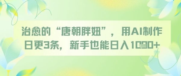 治愈的“唐朝胖妞”，用AI制作日更3条，新手也能日入多张 - 宏盛创业网-宏盛创业网
