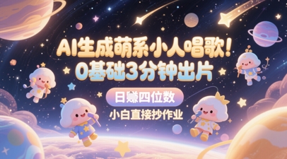 AI生成萌系小人唱歌，0基础3分钟出片，28个作品涨粉8.9W，单条最高19W赞，日入四位数，小白直接抄作业 - 宏盛创业网-宏盛创业网