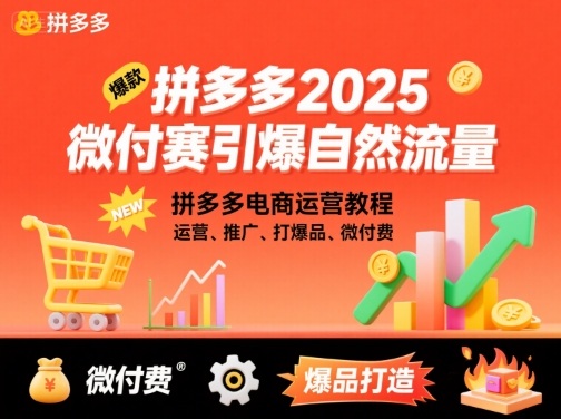 拼多多2025微付赛引爆自然流量，拼多多电商运营教程，运营、推广、打爆品、微付费 - 宏盛创业网-宏盛创业网